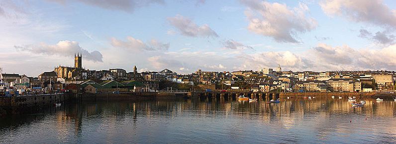 a panoramic view of Penzance harbour in Cornwall