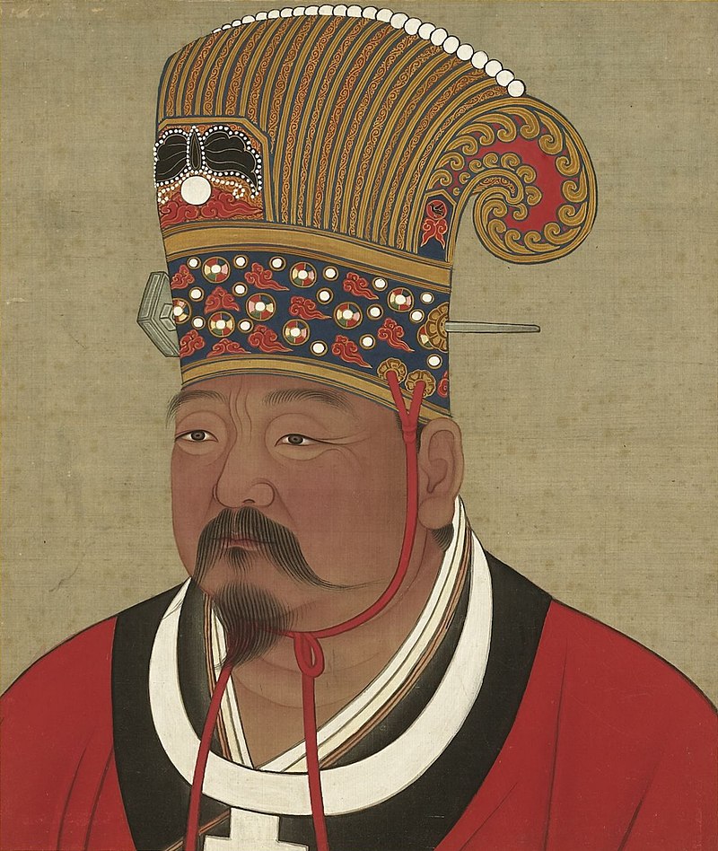 an illustration of a Chinese man wearing a Chinese traditional hat